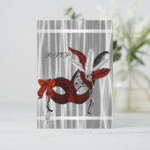 Rood Zwart Wit Masquerade Party RSVP Kaartje (Staand voorkant)