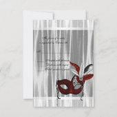 Rood Zwart Wit Masquerade Party RSVP Kaartje (Achterkant)
