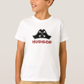 Rood Zwart + Wit Meisje's Pirate Verjaardag T-shirt (Voorkant)