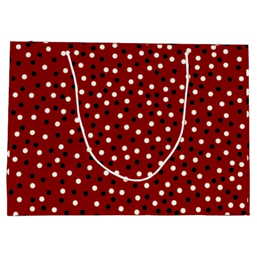 Rood/zwart/wit, met puntenontwerp large cadeautasje (Achterkant)