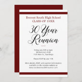 Rood Zwart Wit Minimalistisch 30 Jaar Klasse Reüni Kaart (Voorkant / Achterkant)