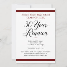 Rood Zwart Wit Minimalistisch 30 Jaar Klasse Reüni