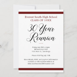 Rood Zwart Wit Minimalistisch 30 Jaar Klasse Reüni Kaart