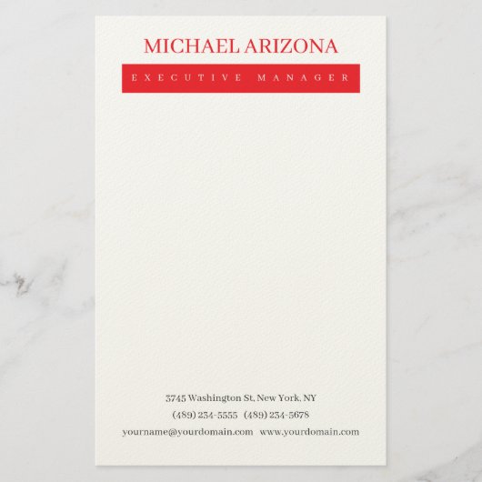 Rood Zwart & Wit Minimalistisch Eenvoudig Modern Briefpapier (Voorkant)