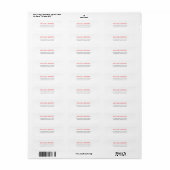 Rood Zwart & Wit Minimalistisch Eenvoudig Modern Etiket (Full Sheet)