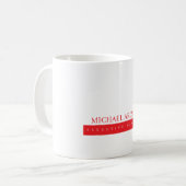 Rood Zwart & Wit Minimalistisch Eenvoudig Modern Koffiemok (Voorkant links)