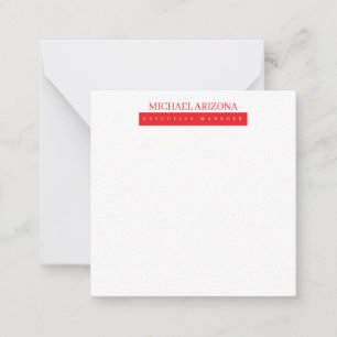 Rood Zwart & Wit Minimalistisch Eenvoudig Modern Notitiekaartje