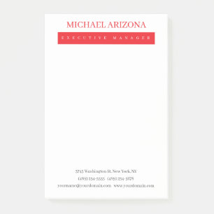 Rood Zwart & Wit Minimalistisch Eenvoudig Modern Post-it® Notes