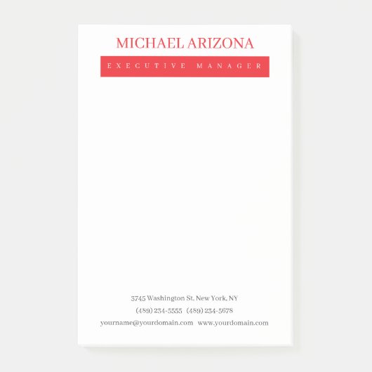 Rood Zwart & Wit Minimalistisch Eenvoudig Modern Post-it® Notes (Voorkant)