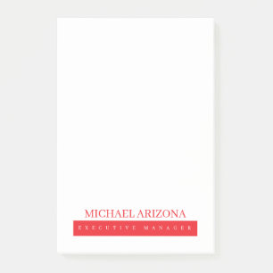Rood Zwart & Wit Minimalistisch Eenvoudig Modern Post-it® Notes