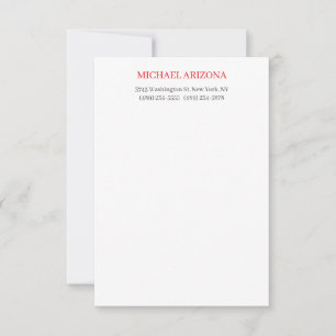 Rood Zwart & Wit Minimalistisch Eenvoudig Modern RSVP Kaartje