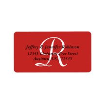 Rood zwart-wit minimalistisch monogram retouradres
