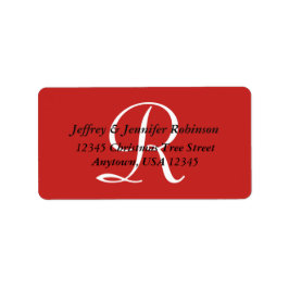 Rood zwart-wit minimalistisch monogram retouradres etiket