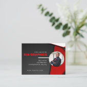 Rood zwart-wit modern Visitekaartje (Staand voorkant)