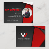 Rood zwart-wit modern Visitekaartje (Voorkant / Achterkant)