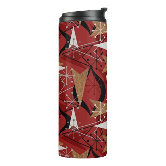 Rood, zwart, wit, nephout | atoomcentrale thermosbeker (Gedraaid links)