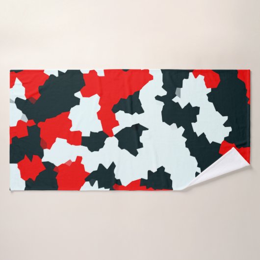 Rood Zwart-wit Onregelmatig Abstract Badhanddoek (Badhanddoek)