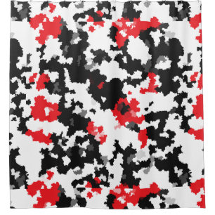 Rood Zwart Wit Onregelmatig Abstract Design Douchegordijn