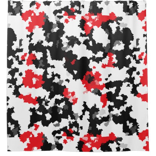 Rood Zwart Wit Onregelmatig Abstract Design Douchegordijn (Voorkant)