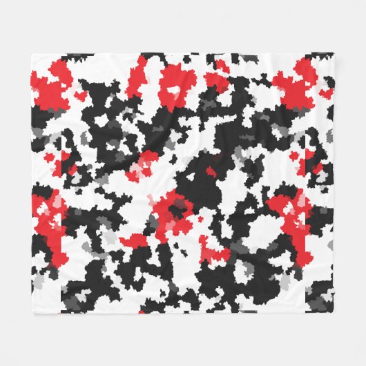 Rood Zwart Wit Onregelmatig Abstract Design Fleece Deken (Voorkant (Horizontaal))