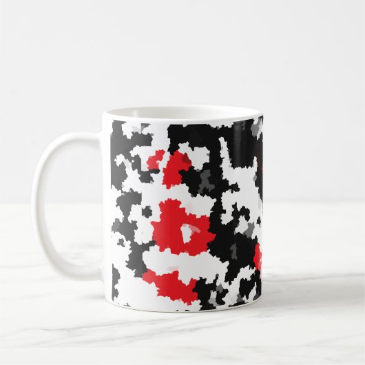 Rood Zwart Wit Onregelmatig Abstract Design Koffiemok (Links)