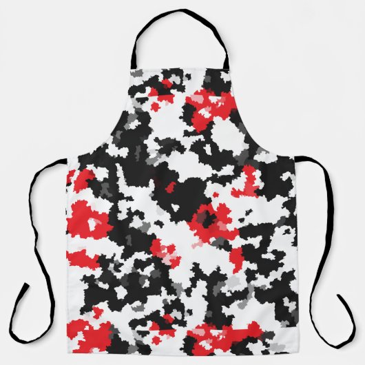 Rood Zwart Wit Onregelmatig Abstract Design Schort (Voorkant)