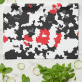 Rood Zwart Wit Onregelmatig Abstract Design Theedoek (Gevouwen)