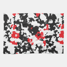 Rood Zwart Wit Onregelmatig Abstract Design Theedoek