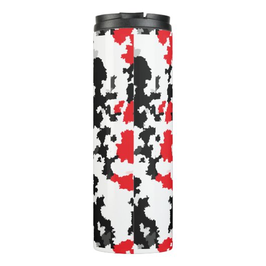 Rood Zwart Wit Onregelmatig Abstract Design Thermosbeker (Achterkant)