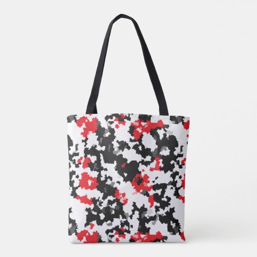Rood Zwart Wit Onregelmatig Abstract Design Tote Bag (Achterkant)