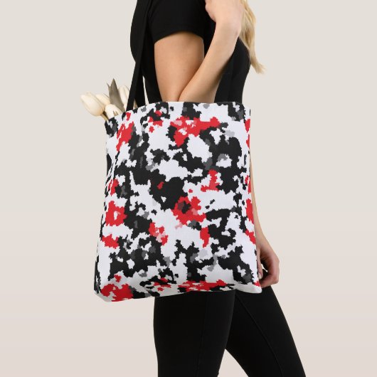 Rood Zwart Wit Onregelmatig Abstract Design Tote Bag (Dichtbij)