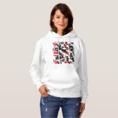 Rood Zwart Wit Onregelmatig Abstract Ontwerp Hoodie (Voorkant volledig)