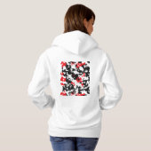 Rood Zwart Wit Onregelmatig Abstract Ontwerp Hoodie (Achterkant volledig)