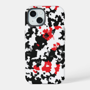 Rood Zwart Wit Onregelmatig Abstract Ontwerp iPhone 15 Case