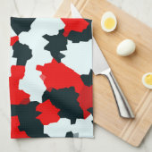 Rood Zwart-wit Onregelmatig Abstract Theedoek (Quarter Fold)