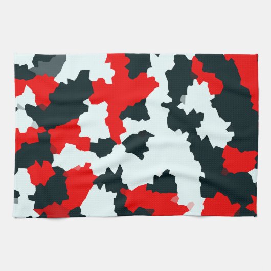 Rood Zwart-wit Onregelmatig Abstract Theedoek (Horizontaal)