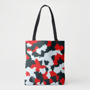Rood Zwart-wit Onregelmatig Abstract Tote Bag