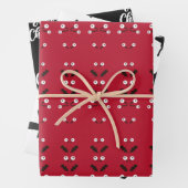 Rood Zwart Wit Ornamenten Illustratiepatroon Inpakpapier Vel (In situ)