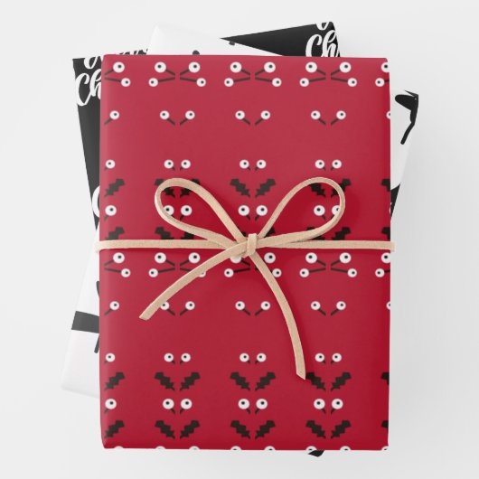 Rood Zwart Wit Ornamenten Illustratiepatroon Inpakpapier Vel (In situ)