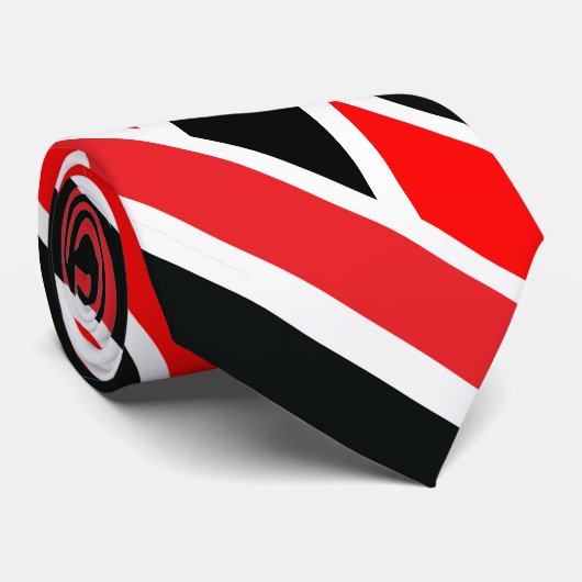 Rood zwart-wit patroon stropdas (Opgerold)