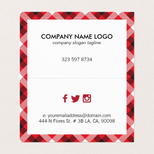 Rood zwart-wit patroon visitekaartje (Binnenkant ongevouwen)