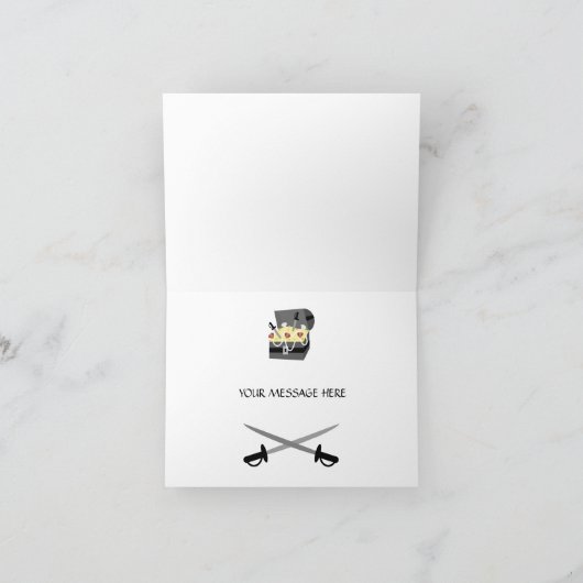 Rood Zwart + Wit Piraat Verjaardag Dank u Bedankkaart (Binnen)