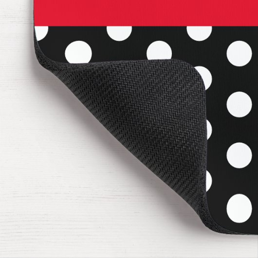 Rood Zwart Wit Polka Dot Monogram Muismat (Hoek)