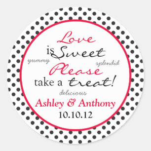 Rood Zwart Wit Polka Dot Snoep Buffet Stickers