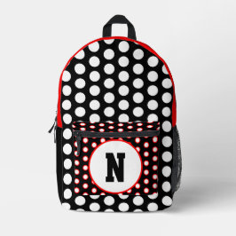 Rood Zwart Wit Polka Dots Monogram Bedrukte Rugzak