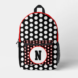 Rood Zwart Wit Polka Dots Monogram Bedrukte Rugzak