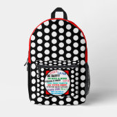 Rood Zwart Wit Polka Dots Motivatie Bedrukte Rugzak (Voorkant)