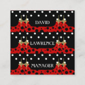 ROOD ZWART WIT POLKA STIPPEN MODERN TRENDY MANAGER VIERKANTE VISITEKAARTJE (Voorkant)