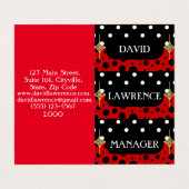 ROOD ZWART WIT POLKA STIPPEN MODERN TRENDY MANAGER VISITEKAARTJE (Buitenkant ongevouwen)
