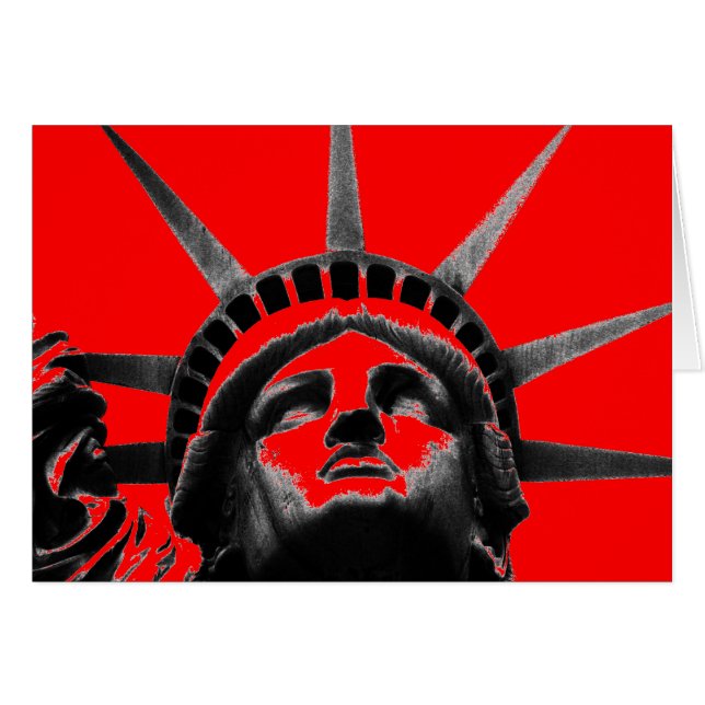 Rood Zwart-wit Pop Art Statue of Liberty Kaart (Voorkant Horizontaal)
